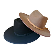 Load image into Gallery viewer, Willow wide brim Fedora Hat in Black