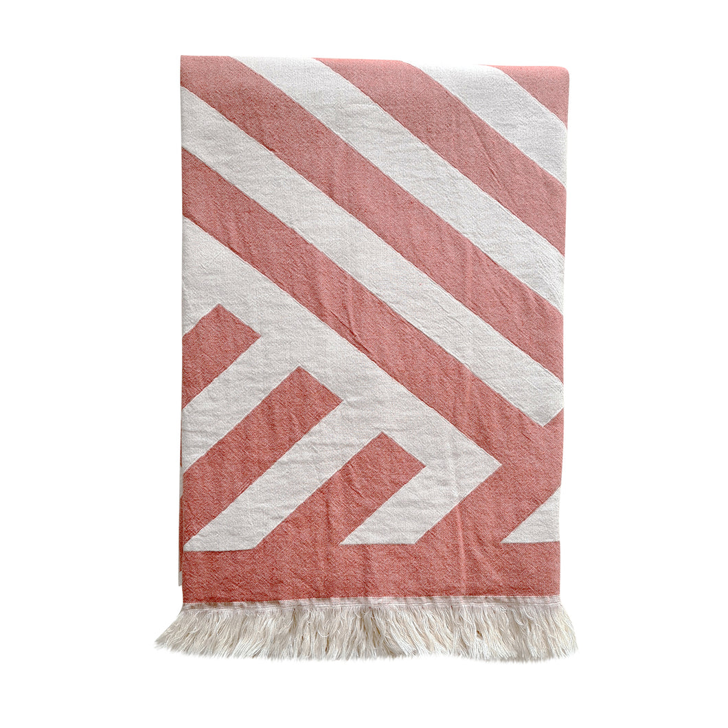 Mackenzie Stripe Cotton Beach Towel Terracotta DISCONTINUED