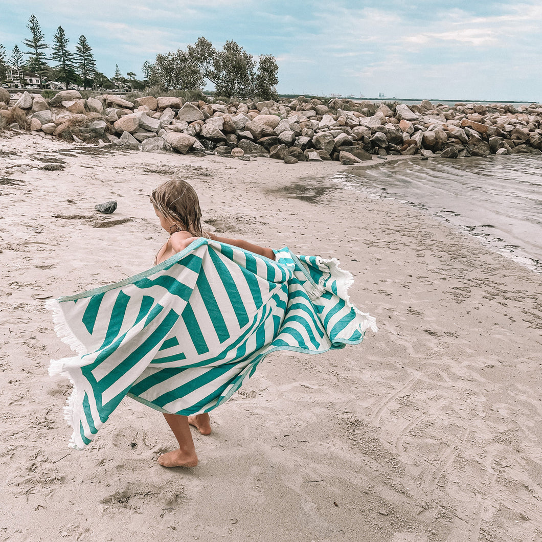 Mackenzie Stripe Cotton Beach Towel Teal