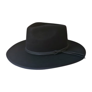 Willow wide brim Fedora Hat in Black