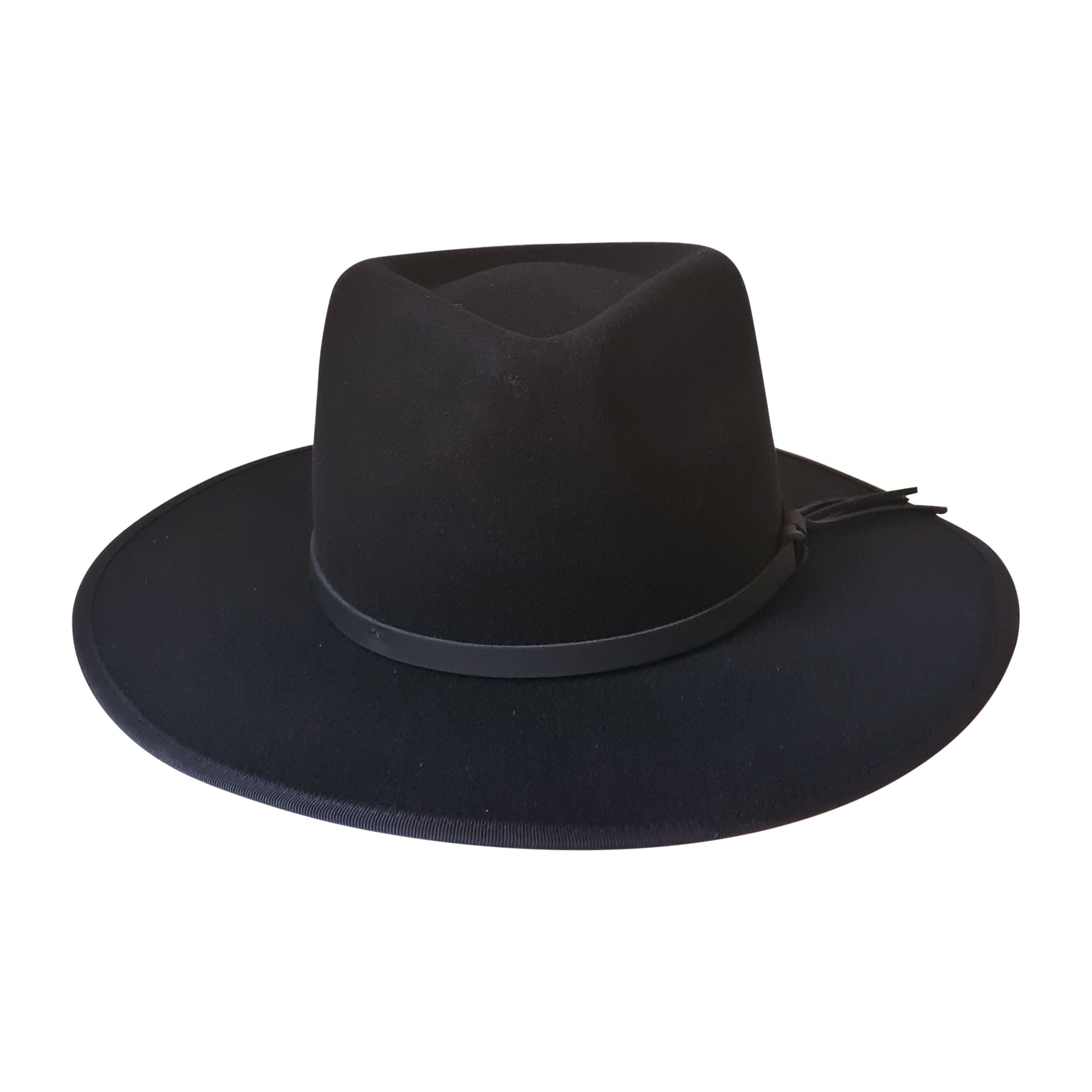 Atlanta - Wide Brim Fedora Hat - Black Large 58-61cm / Black