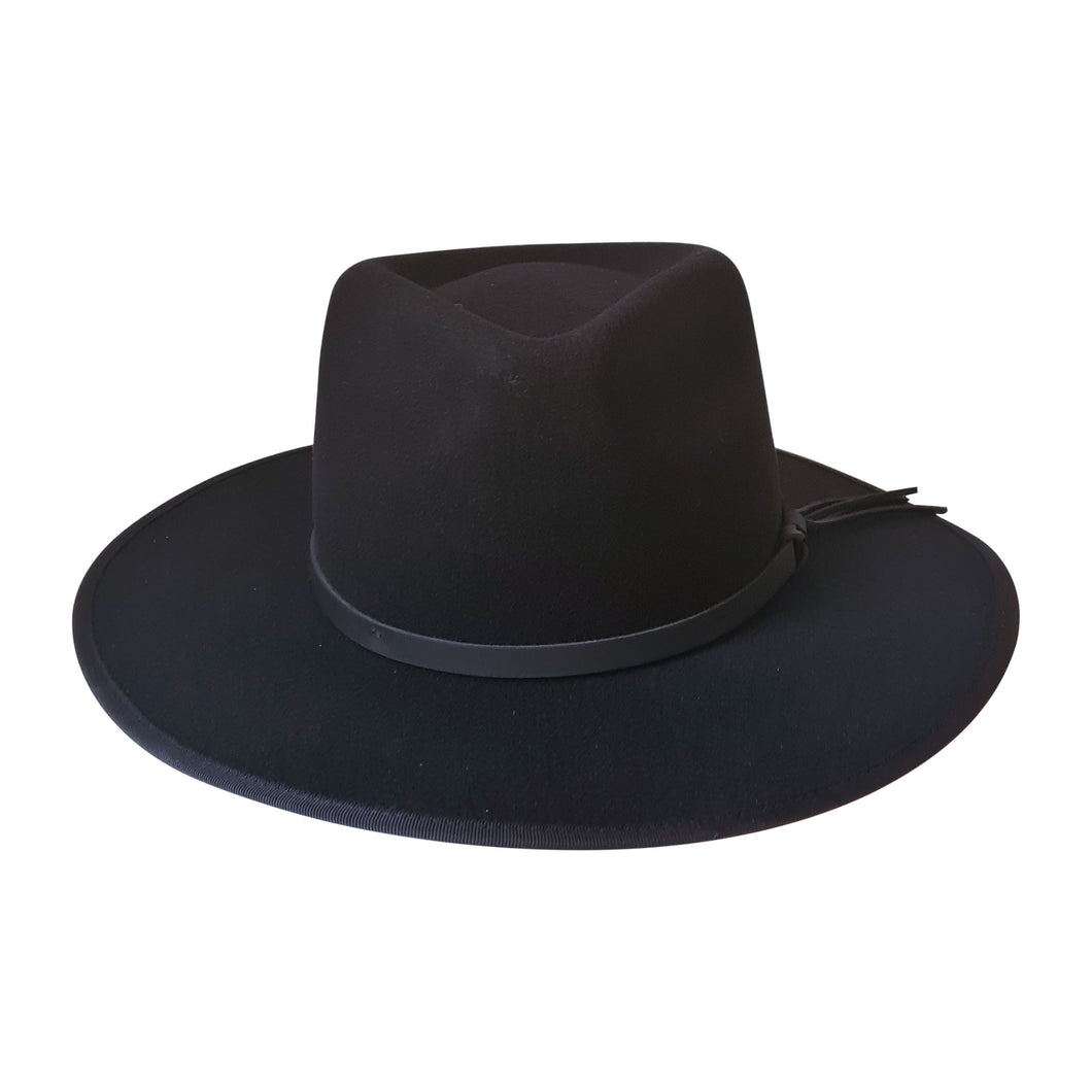 Willow wide brim Fedora Hat in Black